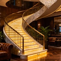 上海会所钢结构旋转楼梯设计定制